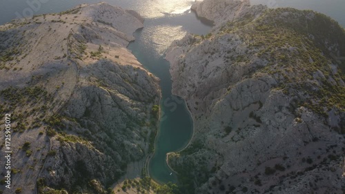 Scenic natural landscape of dramatic canyon taken in Croatia, Zavratnica Bay