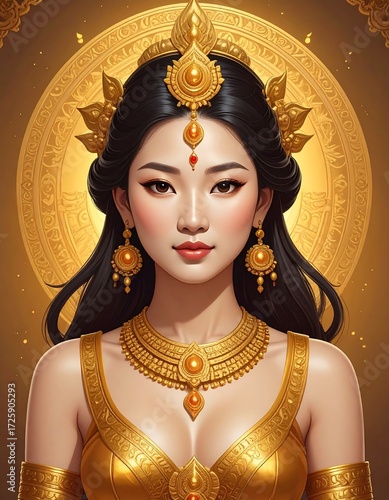Golden regal woman portrait