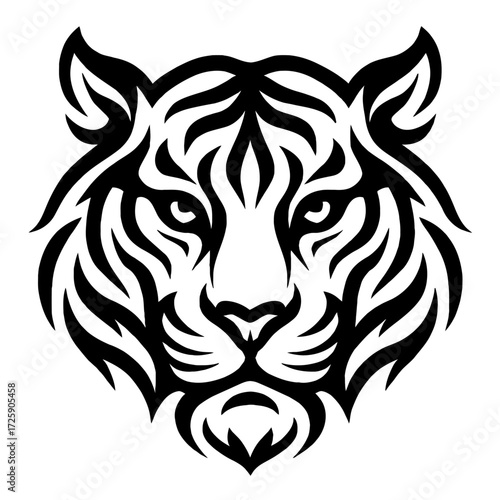 Wallpaper Mural Stylized Tiger Head Front View Vector Icon - Fierce Striped Big Cat Mascot Logo Design Torontodigital.ca
