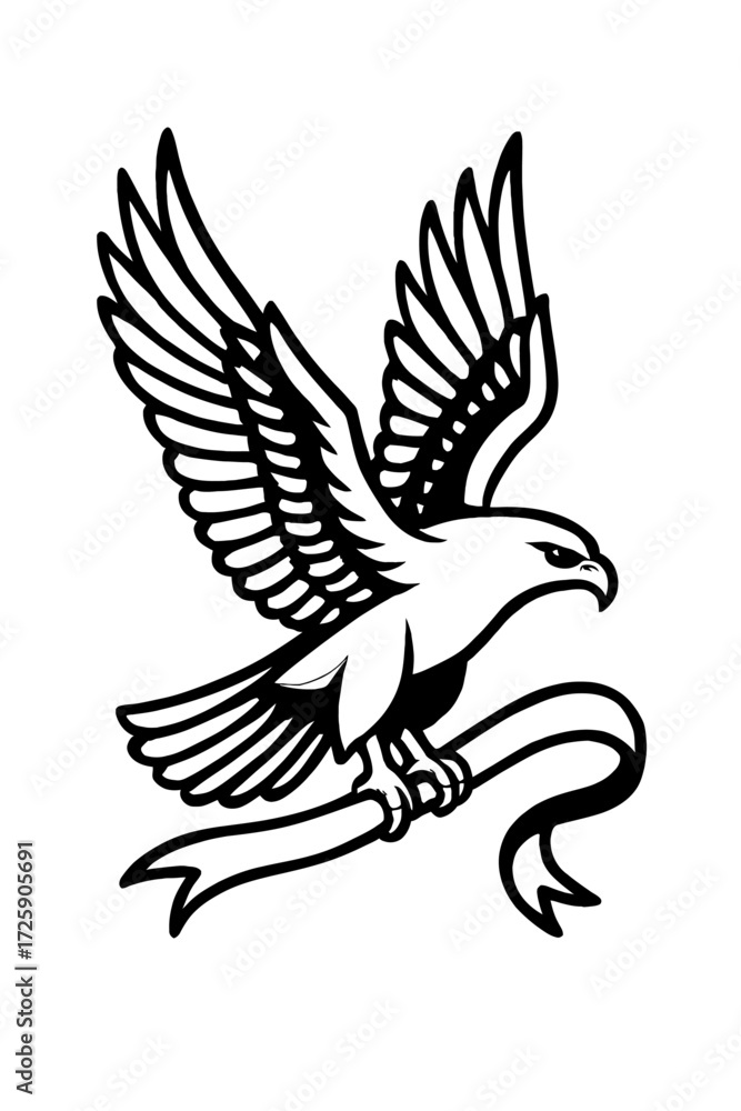 Fototapeta premium Soaring Eagle with Blank Banner Vector Icon - Symbol of Freedom and Achievement