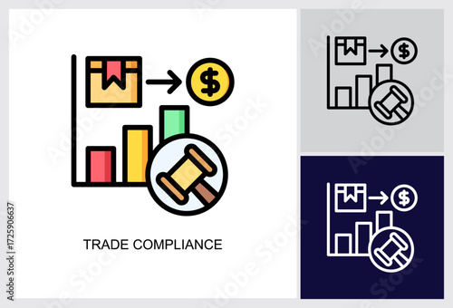 Trade Compliance icon Multi Style Vector Illustration 