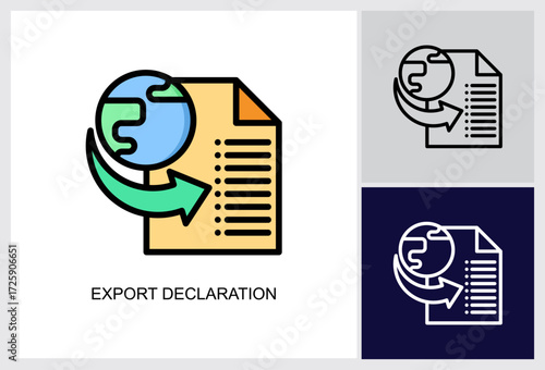 Export Declaration icon Multi Style Vector Illustration 
