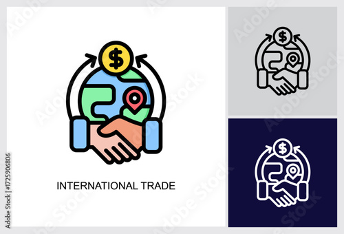 International Trade icon Multi Style Vector Illustration 