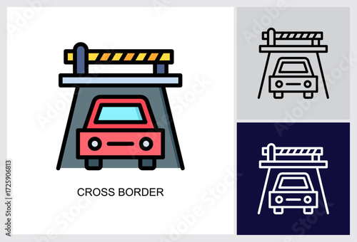 Cross Border icon Multi Style Vector Illustration 