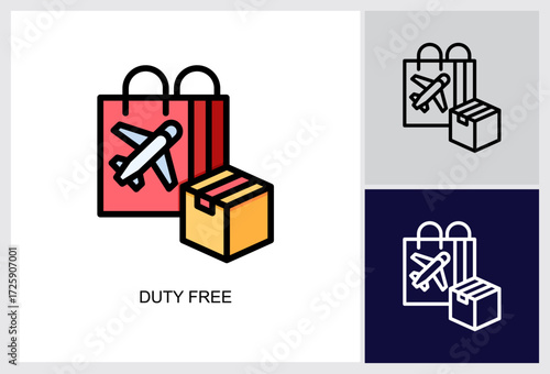 Duty Free icon Multi Style Vector Illustration 