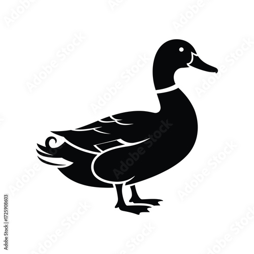 Black silhouette of a standing duck