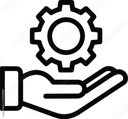 hand holding gear icon service support management vector illustration isolated  on white background