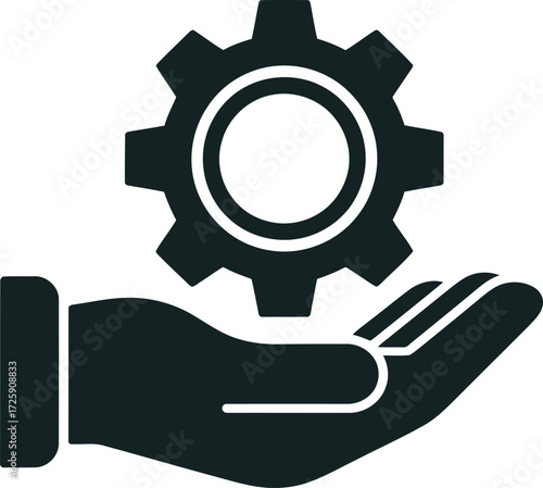 hand holding gear icon service support management vector illustration isolated  on white background