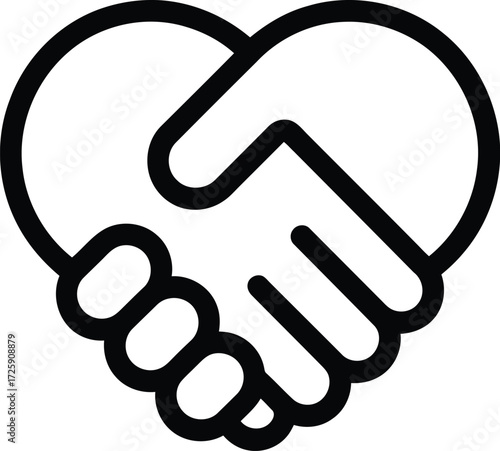 handshake heart icon partnership agreement trust vector illustration isolated on white background