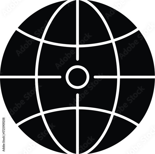 globe icon with grid lines representing world map vector illustration isolated on white background