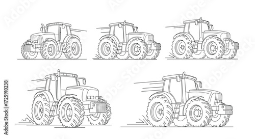 Illustrations of a vehicle with multiple wheels in motion.