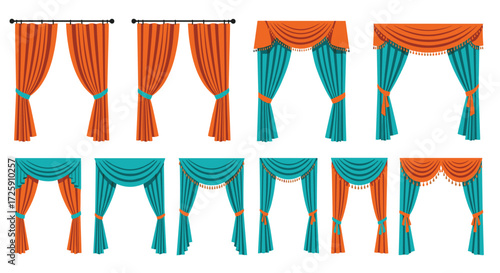 A collection of elegant drapery and window treatments for interior design inspiration.