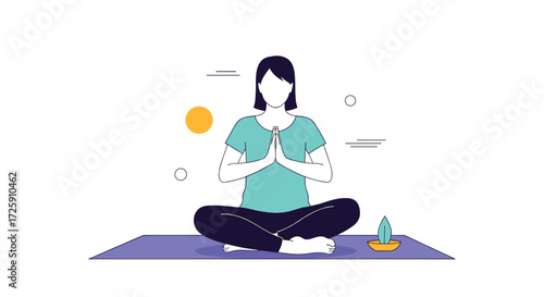 A person meditating peacefully in a lotus position on a mat.