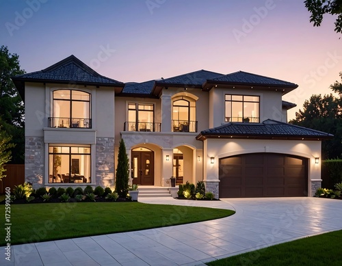 Wallpaper Mural Luxurious modern home at dusk (1) Torontodigital.ca