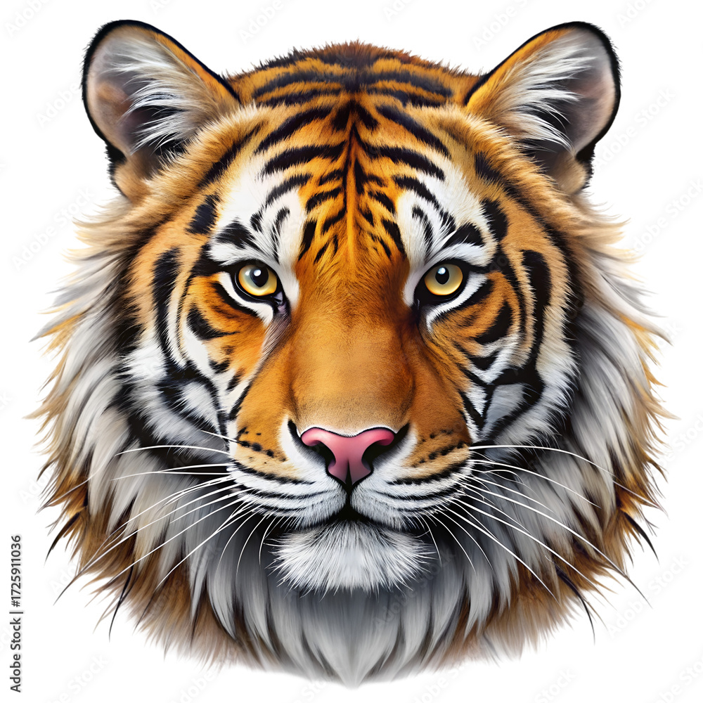 Obraz premium Close up tiger head with orange black white fur and yellow eyes animal wildlife