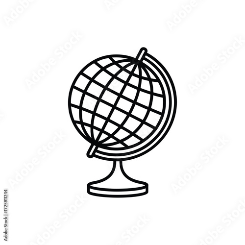 Simple line art globe on stand