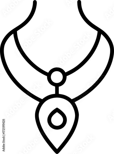 Simple outline icon of a delicate necklace on white background