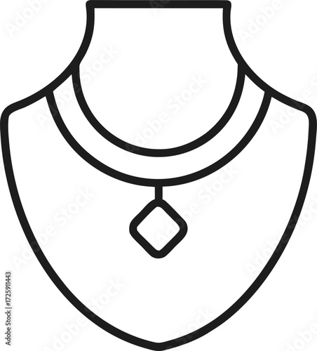 Simple outline of a delicate necklace on a plain white background