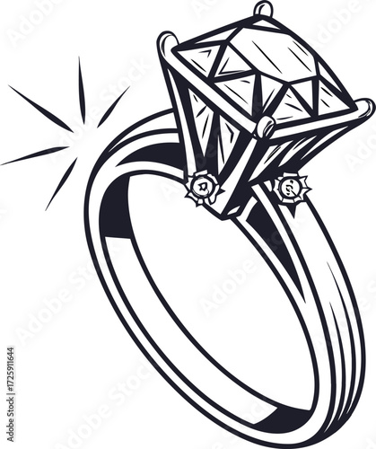 A simple black silhouette of a diamond jewelry icon design