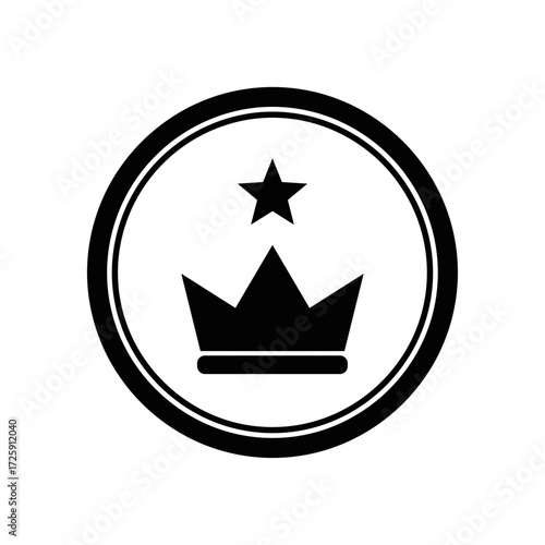 The leader icon with a crown and a star symbolizes authority and achievements on a transparent background