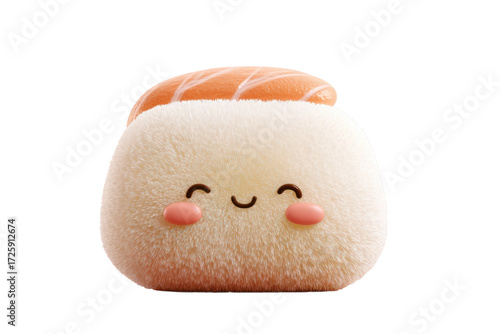 Cute smiling sushi with salmon topping, cut out