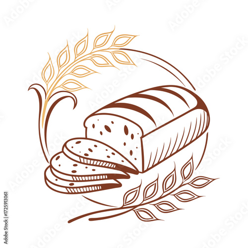 Clean vector bread loaf logo for bakery branding