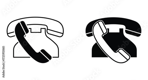 Vector art of retro phone vector icon telephone outline and glyph symbol for call, communication, support, service