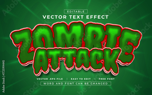 Zombie Attack 3D editable text effect style