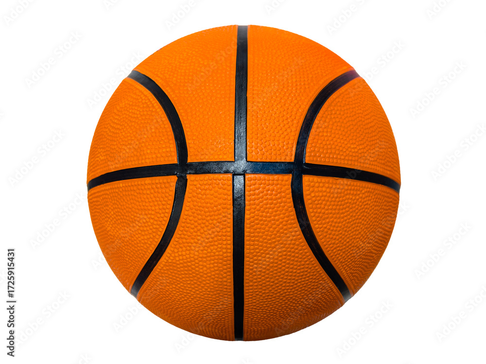 Fototapeta premium Basketball isolated on white with clipping path included, orange ball with black lines
