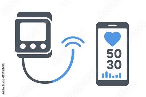 Futuristic fitness tracker with smartphone display and heart monitor