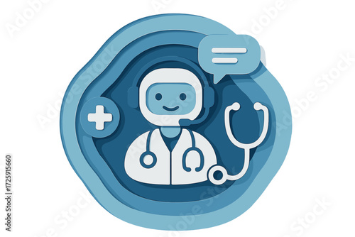 Medical chatbot consultation in modern 3d paper cut style for healthcare solutions