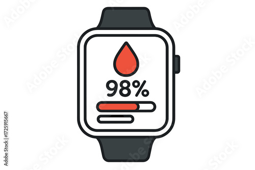 Smartwatch health interface displaying blood oxygen levels in modern minimalist design