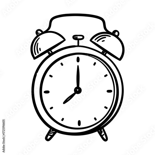 Hand Drawn Alarm Clock Doodle Sketch Time Management and Deadline Reminder Illustration