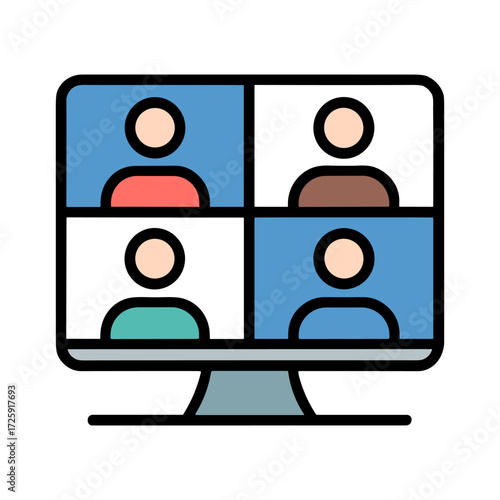 Video Conference Icon Representing Online Communication and Collaboration