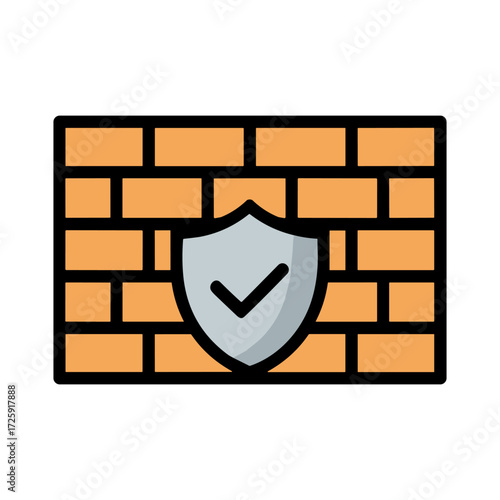 Firewall Shield Icon Representing Network Defense