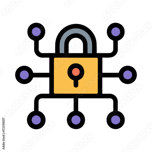 Digital Lock System Icon Representing Cyber Defense