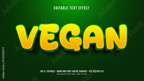 vegan editable text effect 3d premium vector