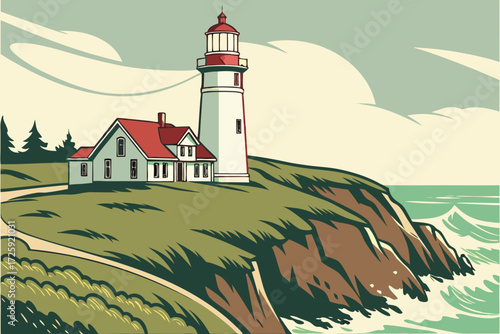 Cape Blanco Lighthouse in Oregon, Oregon’s oldest standing lighthouse atop grassy cliffs above Pacific Ocean