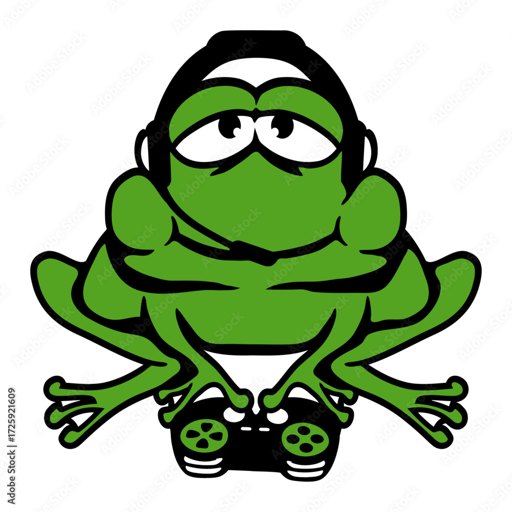 Obraz premium Frog Gamer Nerd gaming controller console game fun