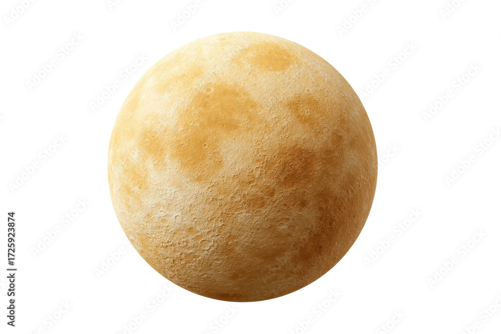 Fototapeta premium Detailed view of earth's moon with craters and lunar surface textures, cut out