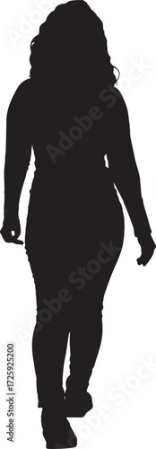 vector,silhouette of a back view of a woman walking
