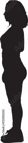 vector,silhouette of a side  view of a woman standing
