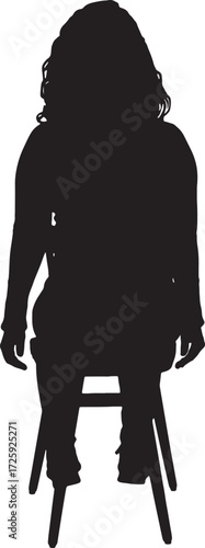 vector,silhouette of a back view of a woman sitting on chair
