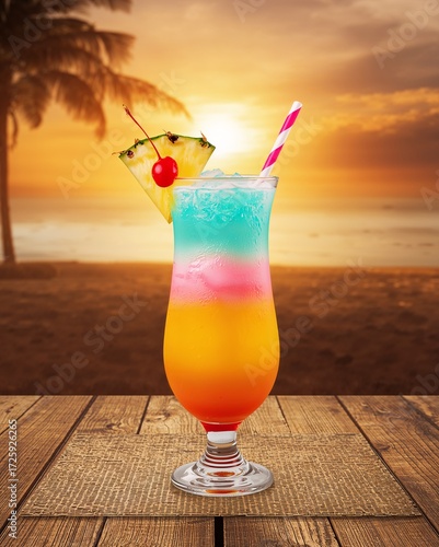 mixed cocktail on the beach