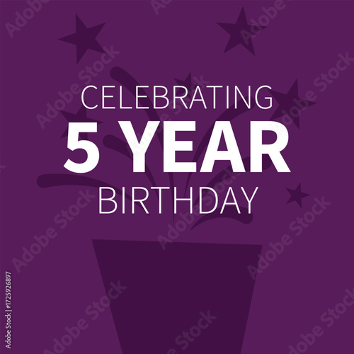 Celebrating Five Year Birthday Anniversary Graphic Illustration.