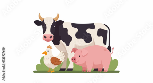 World animal day  farm animals vector illustration featuring cow pig and chicken for educational resources and animal themes design vector