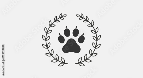 World animal day  dog paw print logo design with laurel wreath vector illustration for pet shop veterinary clinic and grooming 100 vector