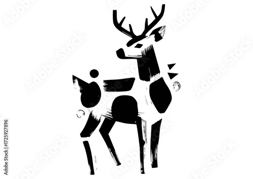 Young fawn smiling and playful with sparkle effect on white background