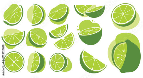 Fresh Citrus Slices Collection Vibrant Green Lime Halves and Wedges for Healthy Lifestyles