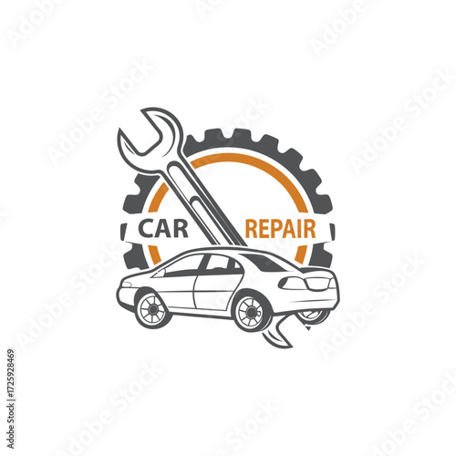Minimalist car repair vector logo for car servicing centre
